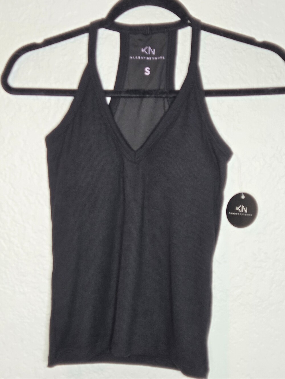 Klassy Network Black Ribbed Strappy Racerback Tank Top W CB Size Small NwT Brami - Picture 2 of 16